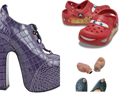 Shoes and croc shoe accessories cover photo collage