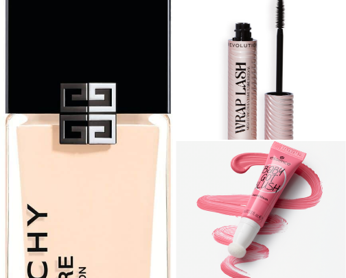 Natural minimalistic makeup products cover photo collage