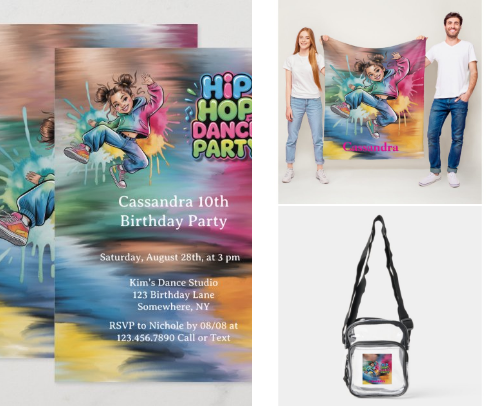 Girl Hip Hop Dance Birthday Party cover photo collage