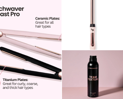 Hair tools and products cover photo collage