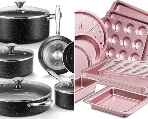Cookware and baking ware sets cover photo collage