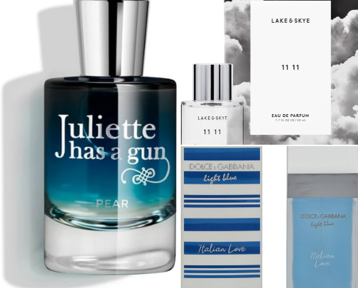 Current favorite perfume obsessions (clean scents, unisex, vanilla, citrus) cover photo collage