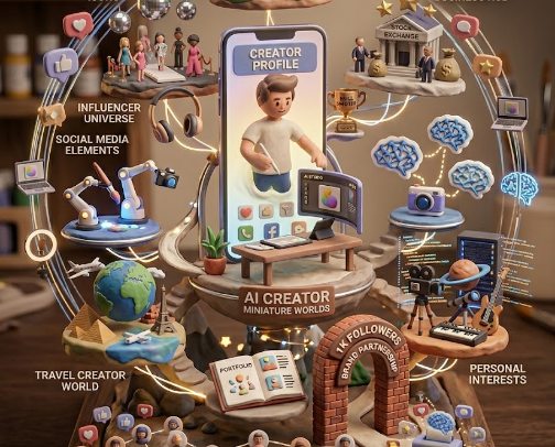 AI Creator Miniature Worlds cover photo collage