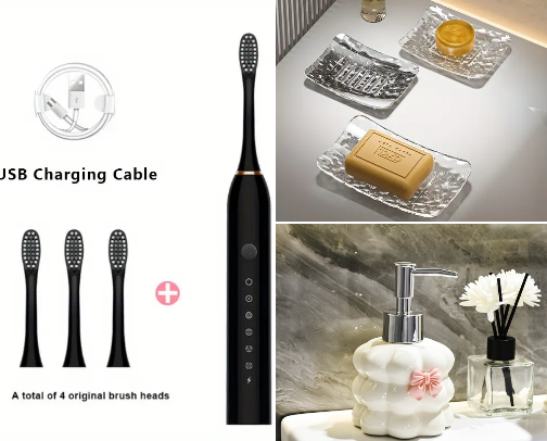 Bathroom necessities cover photo collage