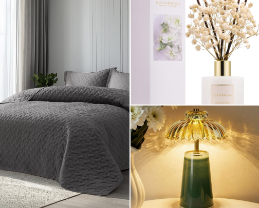 Cozy bedroom cover photo collage