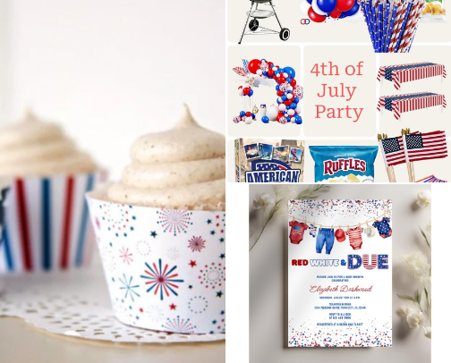 Red, White, and Due Baby Shower Ideas cover photo collage