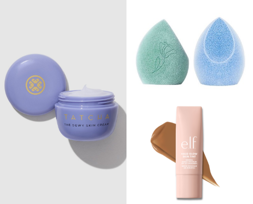 my favorite skincare and beauty recs for dry skin !! cover photo collage