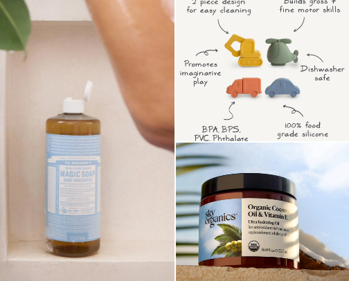 Nontoxic baby bath time essentials cover photo collage