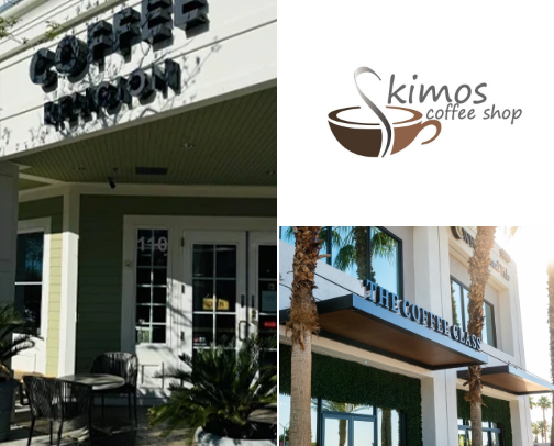 Las Vegas coffee shops all around town ☕️🤍 cover photo collage