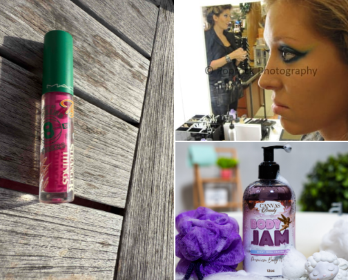Perfumes, MAC cosmetics, Canvas Beauty, Fenty and EOS cover photo collage