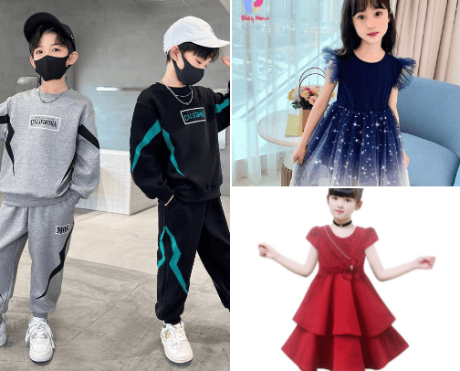 fashion for children. trendy and quality cover photo collage