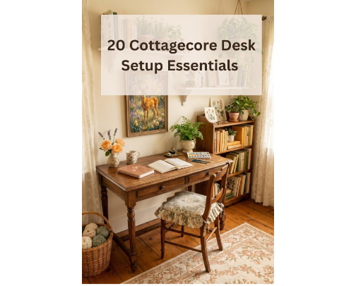Cottagecore Desk Setup Essentials 🍄✨ cover photo collage