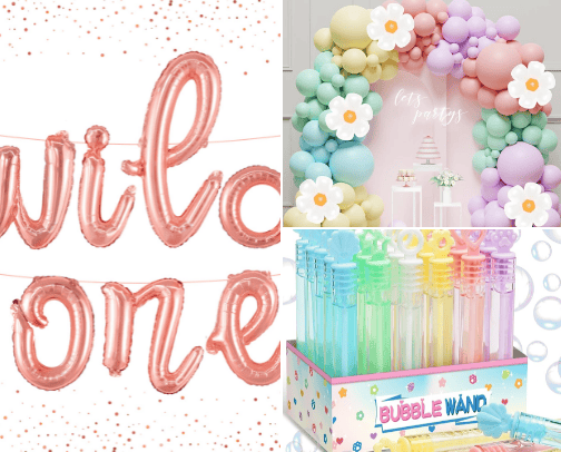 Baby Girl 1st Birthday {WildFlower Theme} On a Budget cover photo collage