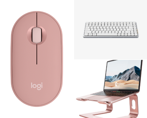 💻✨ Romantic Tech Girl Essentials cover photo collage