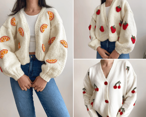 Best hand-knit cardigan I've found on Etsy! cover photo collage
