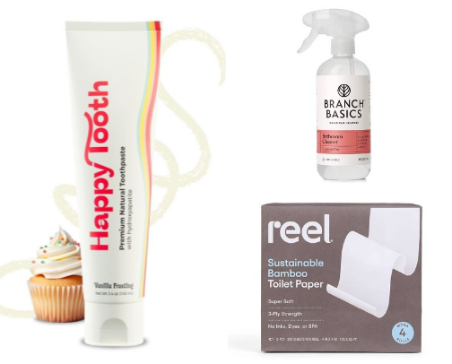 Lower-Tox Bathroom Essentials | Cleaning, Oral Care & Swaps cover photo collage