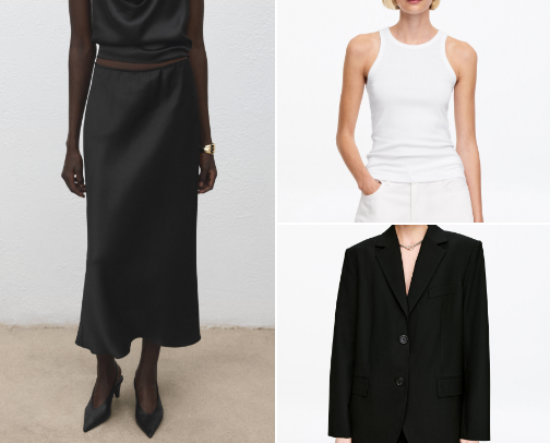 SATIN BLACK SKIRT OUTFITS – CHIC & ELEGANT STYLE IDEAS FOR EVERY OCCASION cover photo collage