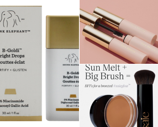 Full face of makeup products cover photo collage