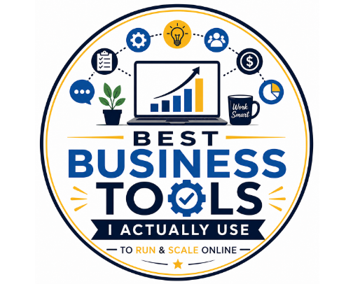 Best Business Tools I Actually Use to Run & Scale Online #ad cover photo collage