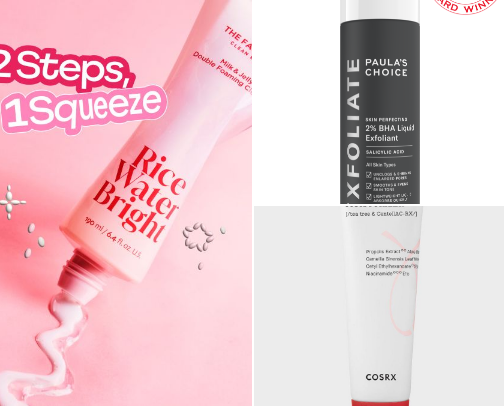 Acne prone skin skincare cover photo collage