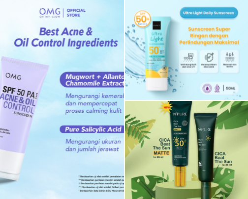 Sunscreen Untuk Kulit Berminyak Berjerawat cover photo collage