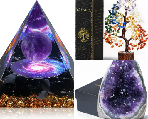 Meditation Crystals: Raw and tumbled stones for your desk, altar, or daily practice. cover photo collage
