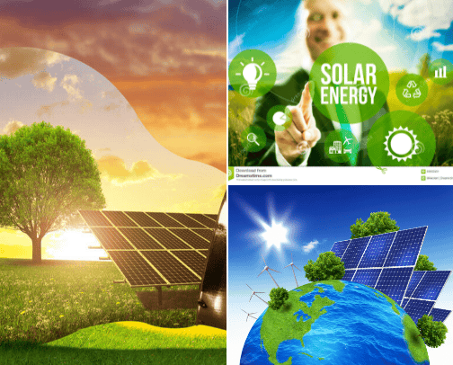 Everything we need for a source of solar energy cover photo collage