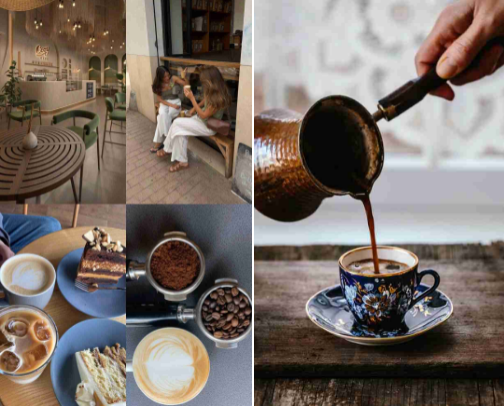 Corners Where Coffee Has a Soul ☕💛 cover photo collage