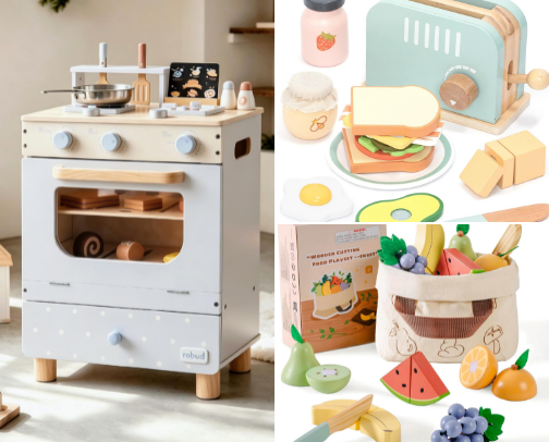 The Little Chef Edit: Beautiful Wooden Kitchen Toys for Under £40 cover photo collage
