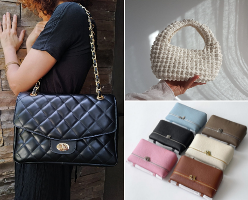Trendy bags and purses cover photo collage