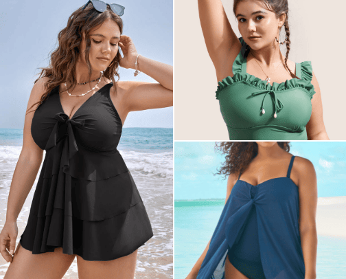 Curve Confidence: Must-Have Plus-Size Swimwear Options cover photo collage