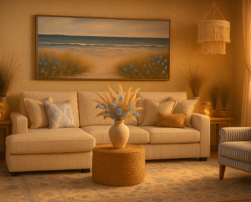 The Solstice Shore Parlour- "Where golden light meets a dreaming sea.” cover photo collage