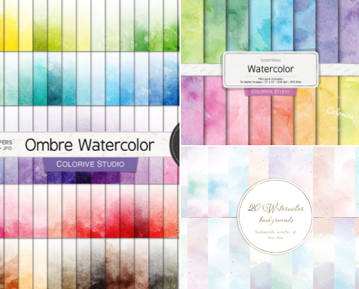 Genuine Hand-Painted Watercolor Backgrounds for Commercial Use cover photo collage