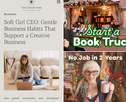 Soft,Cosy And Quiet Business Inspiration(for those who dislike hustle culture, and stress 🌸☕) cover photo collage