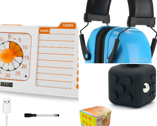 ADHD & Autism Tools That Help Kids Stay Calm, Focused & Organised cover photo collage