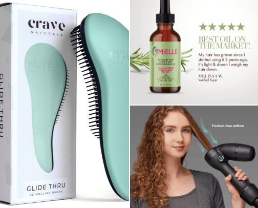 Healthy hair essentials. cover photo collage