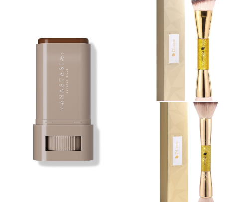 Everday essential makeup products to create an easy, flawless face cover photo collage