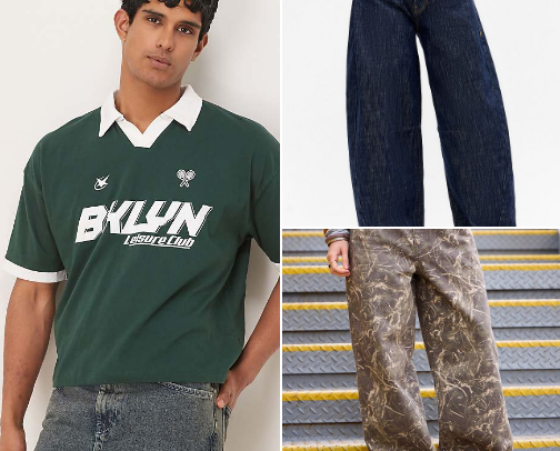 jeans, tops and accessories for a Y2K STYLE cover photo collage