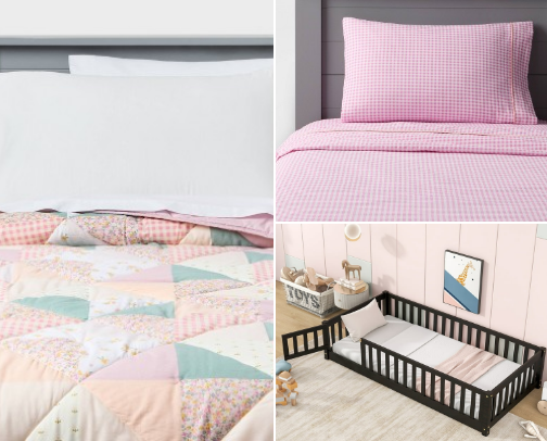 Toddler floor bed cover photo collage