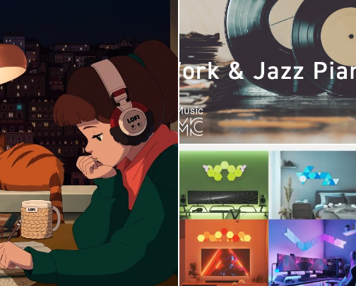 Study Essentials, Focus Drinks & Beats for Deep Concentration cover photo collage