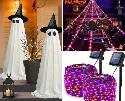 Outdoor halloween decorations cover photo collage
