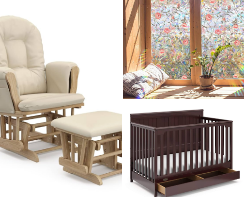 Nursery furniture and decor cover photo collage