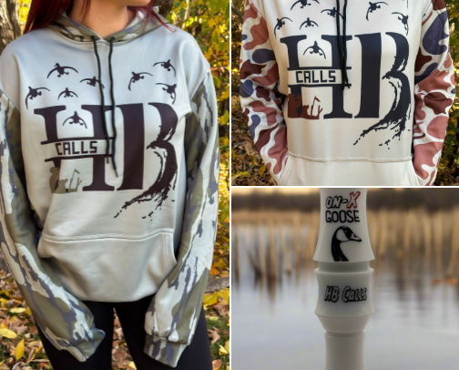 Waterfowl calls and clothes cover photo collage