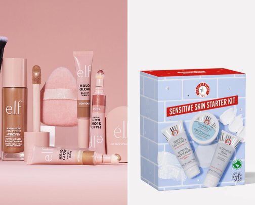Makeup and skin cover photo collage