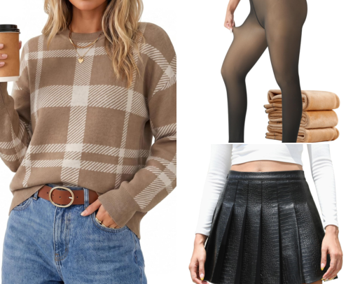 Plaid Sweater Outfit for Fall | Chic Neutral Autumn Fashion cover photo collage