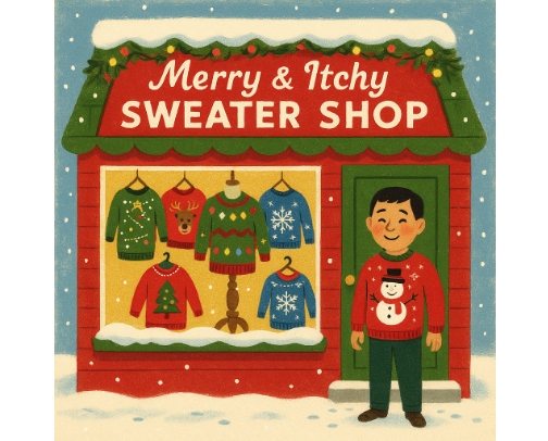 Christmas Town: Merry & Itchy Sweater Shop cover photo collage