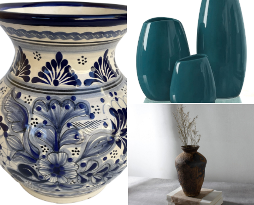 Handmade ceramic vases suitable for your home this fall season. cover photo collage
