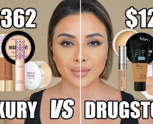 High-End vs. Drugstore Products cover photo collage