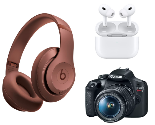 Electronic gadgets cover photo collage