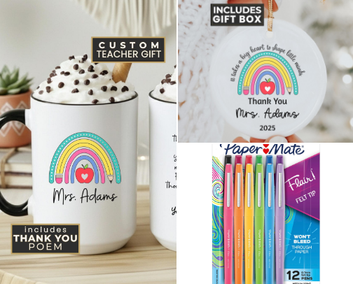 Thoughtful Teacher Gifts They’ll Actually Love: Think Christmas Thank You Gifts or Teacher Appreciation Gifts cover photo collage